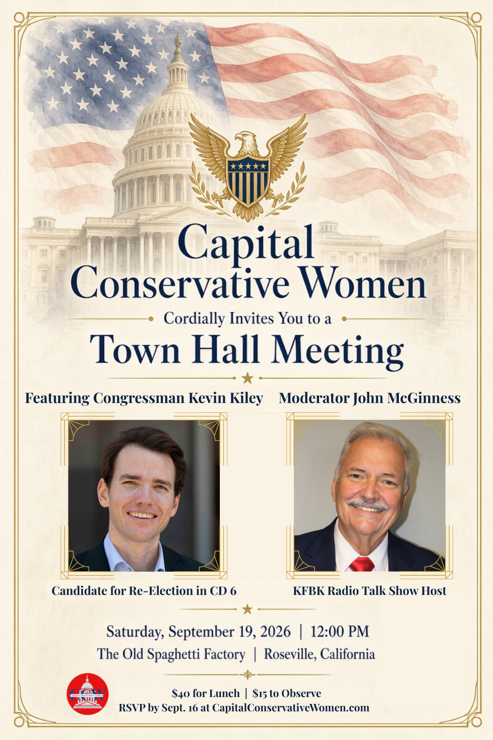 Sept 19 Town Hall with Rep Kevin Kiley - Invite rev